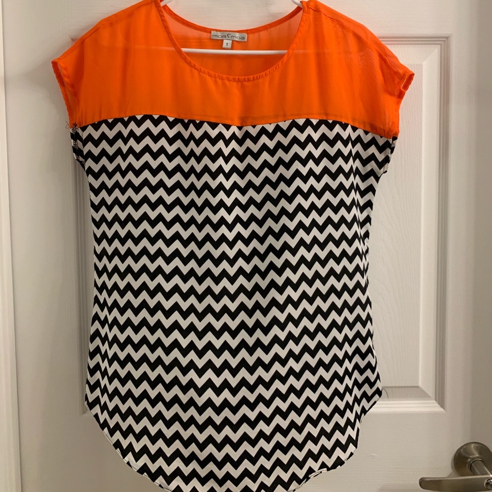 Moa Moa Women's Orange/Black/White Top